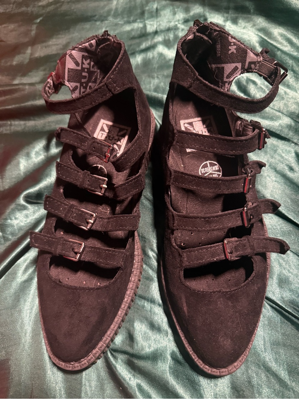 T.U.K Black Suede Multi-Strap Loafers